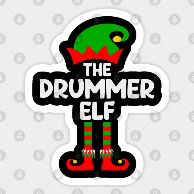 Drummer Elf Matching Family Group Christmas Party Pajama Sticker by DragonTees